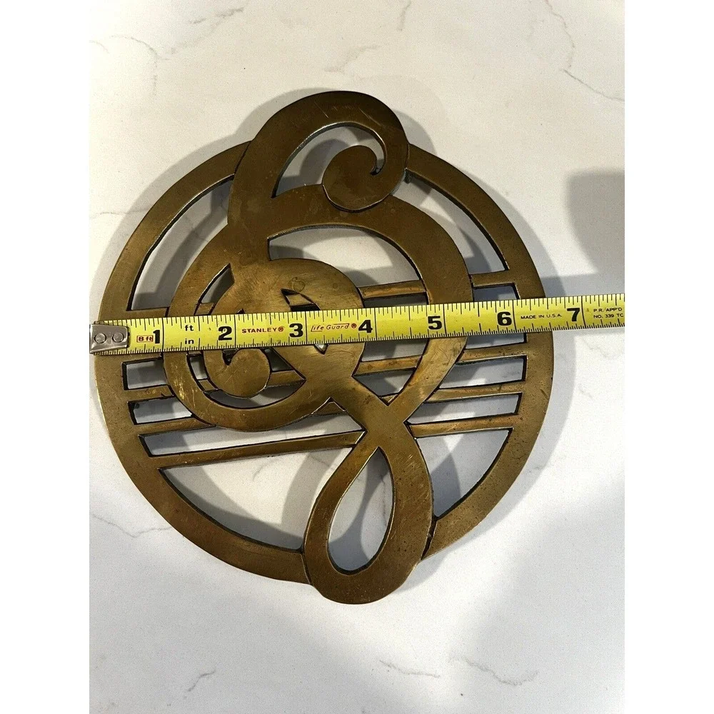 OMNIBUS Brass Musical Treble Trivet Wall Hanging Unpolished 7.5